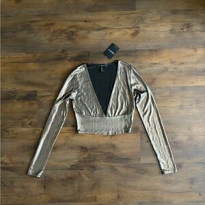 Forever 21 Metallic Gold Crop Top